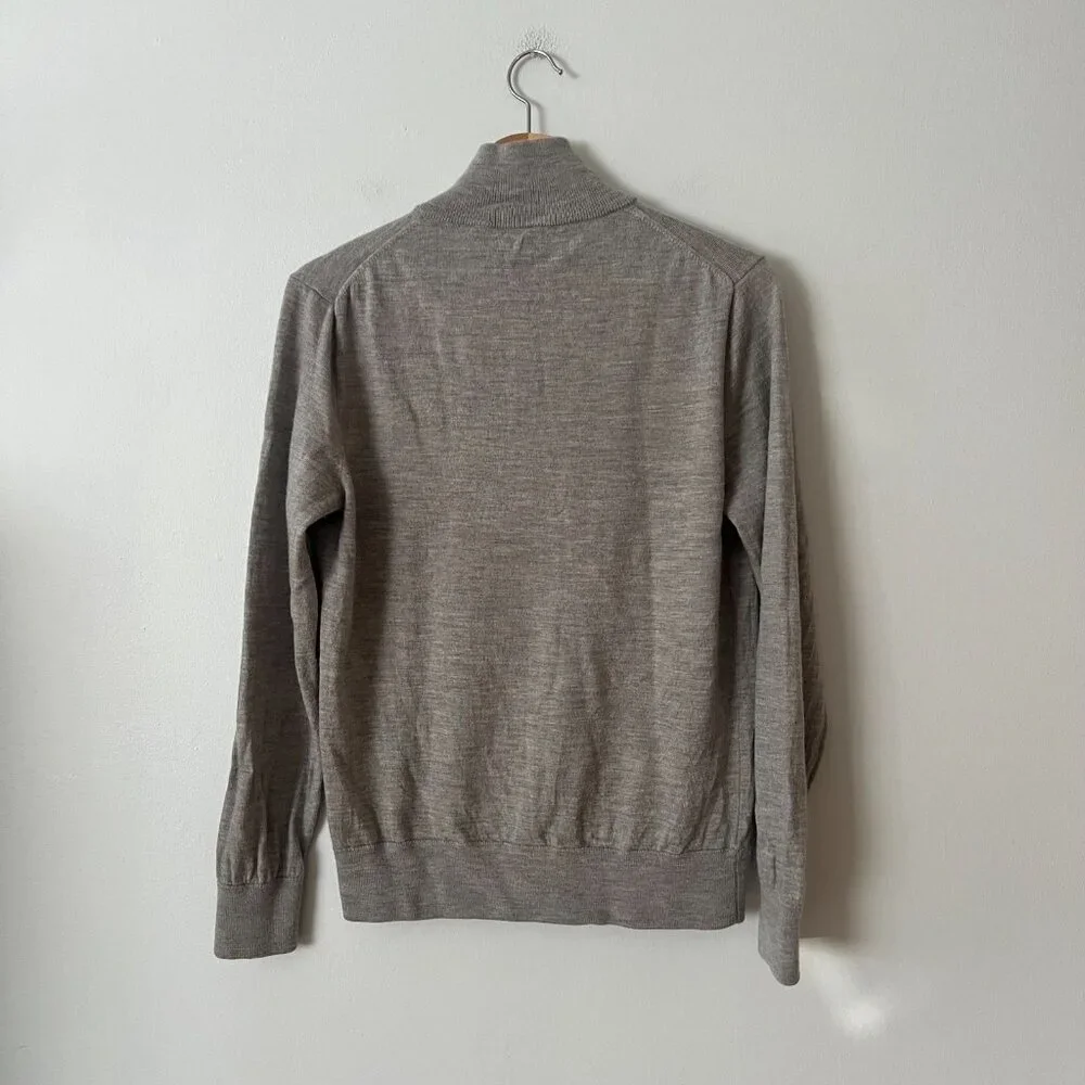 J. Crew Gray Merino Wool 1/4 Zip Mock Neck Sweater Men's Size Medium
